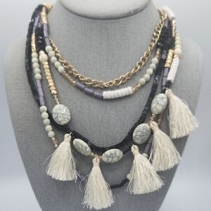 5 for $25! Plunder Elegant Multi-Layered Necklace with Tassels